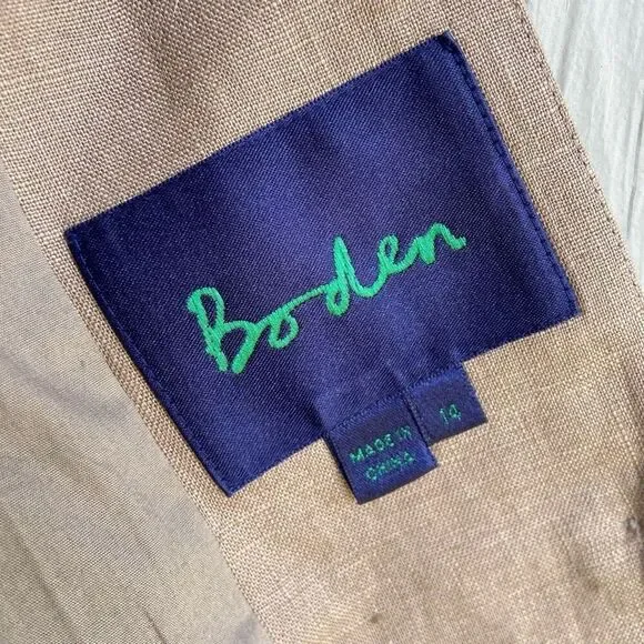 Boden Tan Linen Blazer Effortlessly Stylish and Versatile, Normcore SZ Flex - Picture 3 of 7